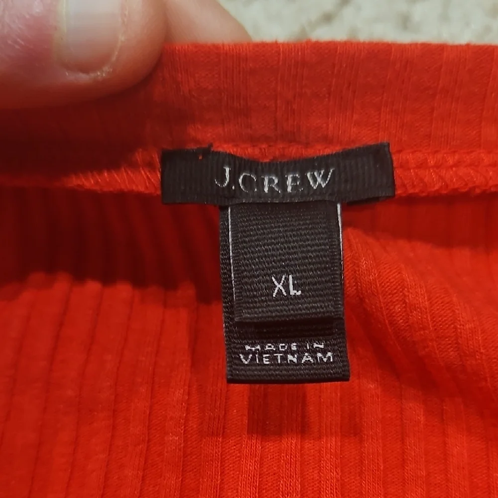 J.Crew Belvedere Ribbed Bell Sleeve Top XL Extra Large Bright Cherry Red Blouse
